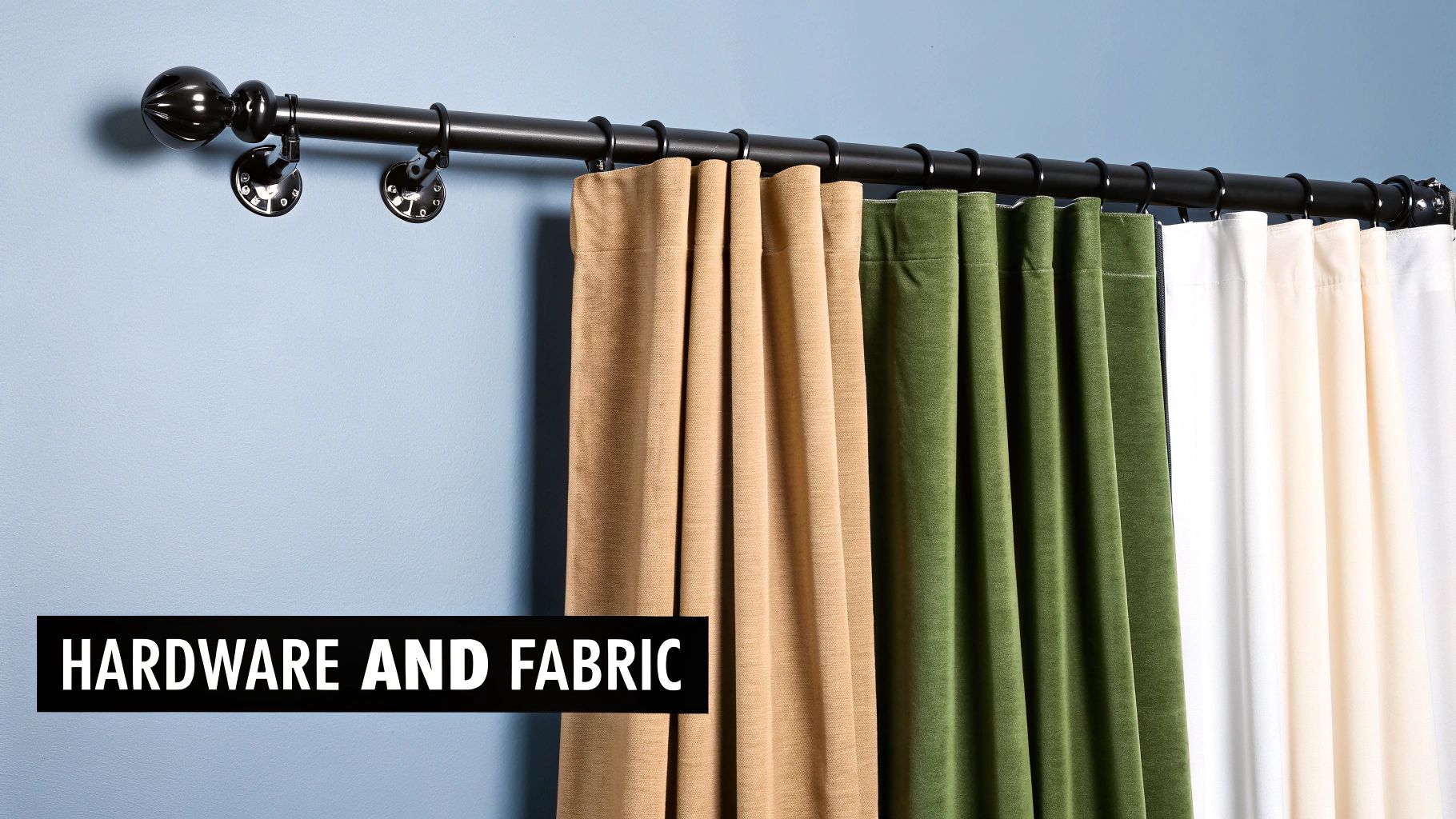 An elegant living room with sheer white curtains hanging from a rod placed high above a large arched window, allowing light to filter in.