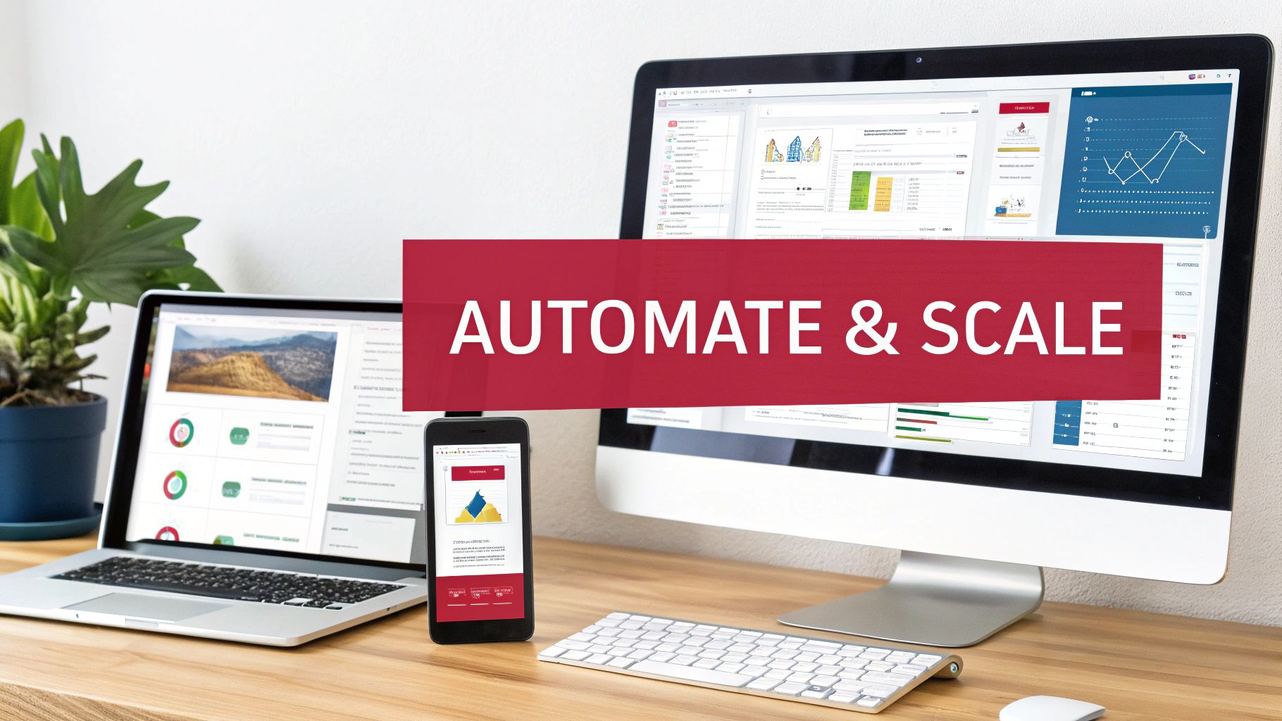 A digital illustration showing AI and automation symbols interconnected with marketing icons, representing data driven marketing strategies.