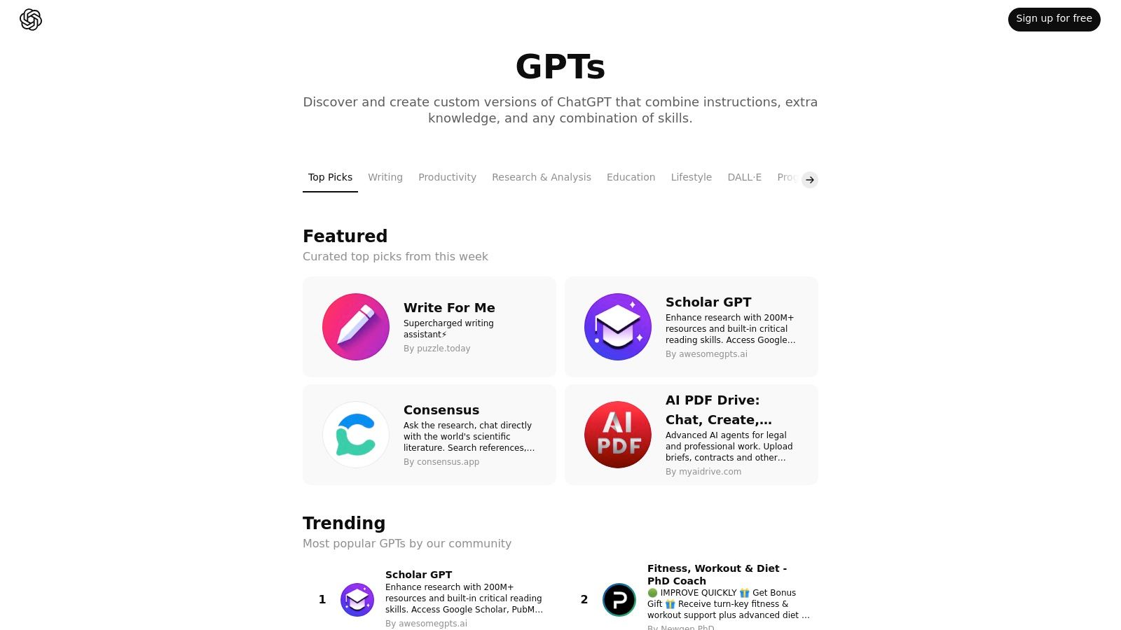 OpenAI GPT Store (ChatGPT)