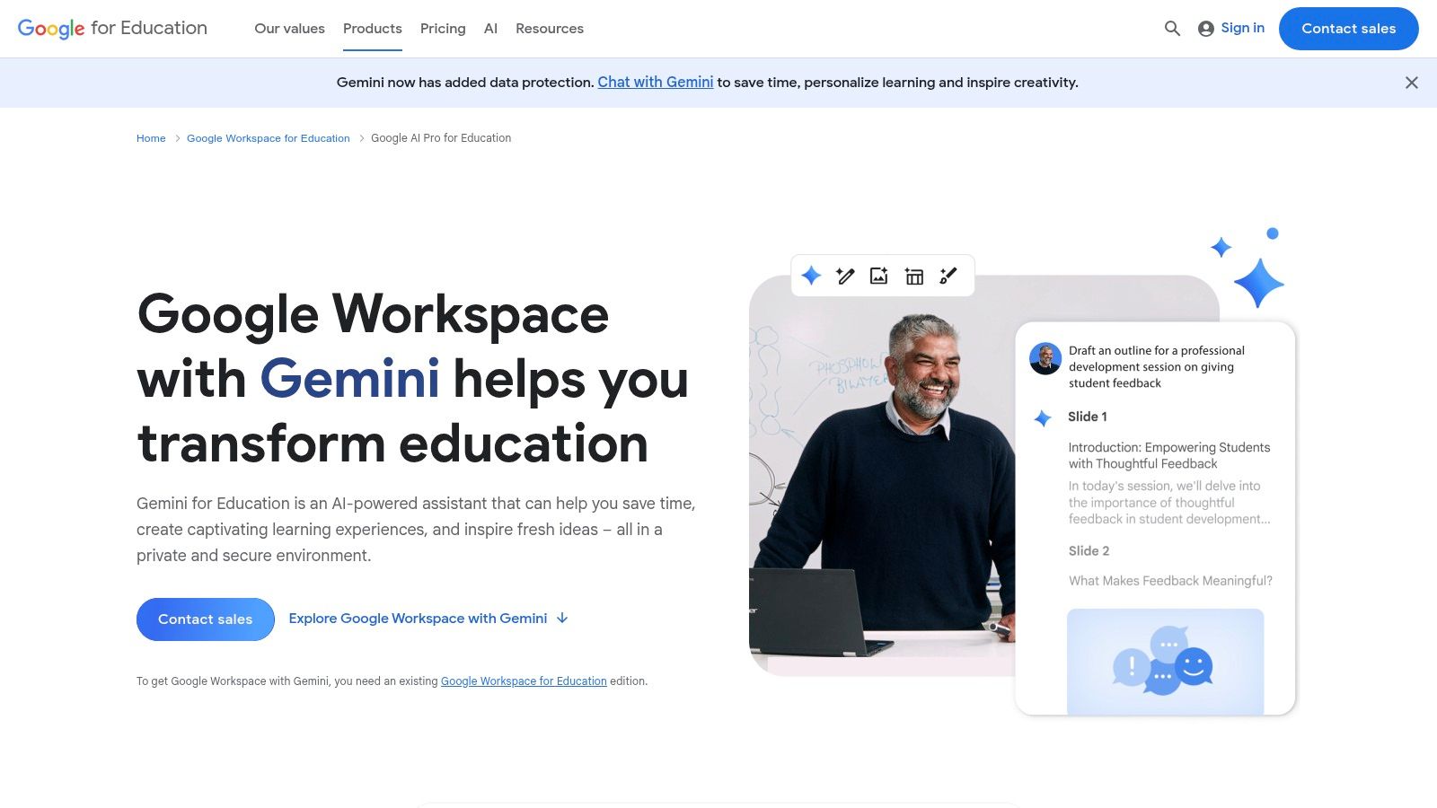 Google Workspace for Education — Gemini add-ons (Google AI Pro for Education)