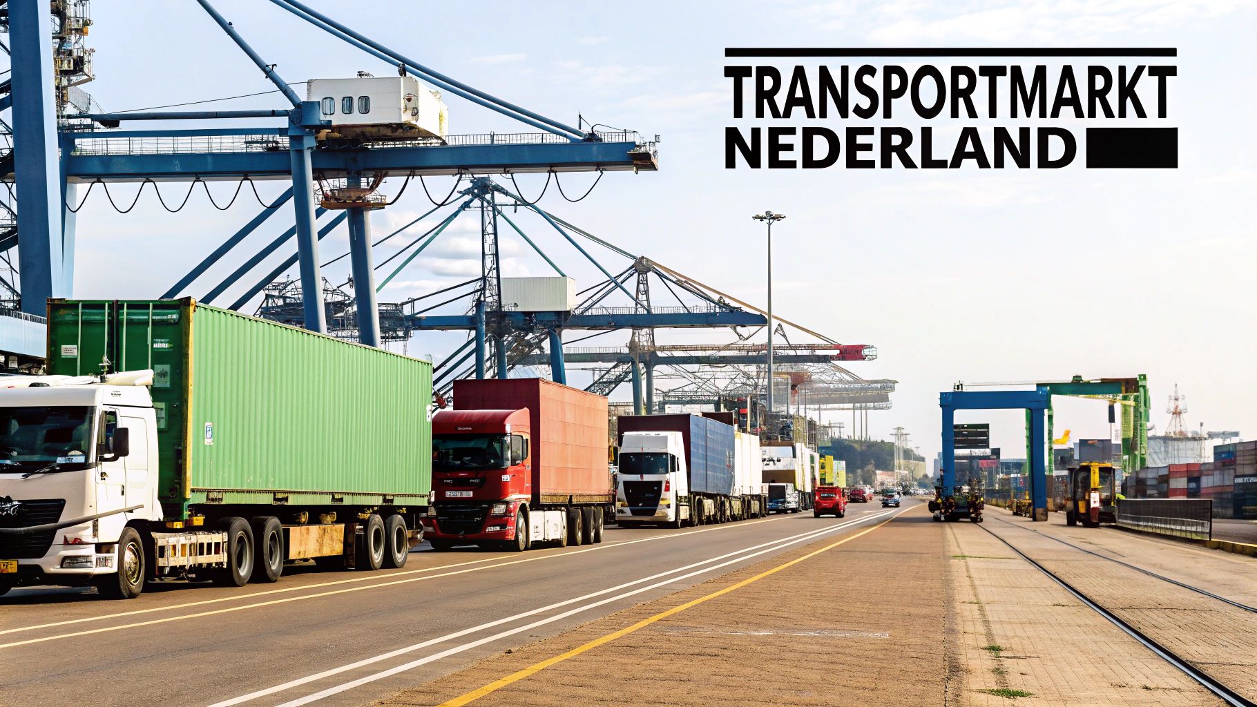 Een vrachtwagen van een transportbedrijf rijdt over de Nederlandse snelweg