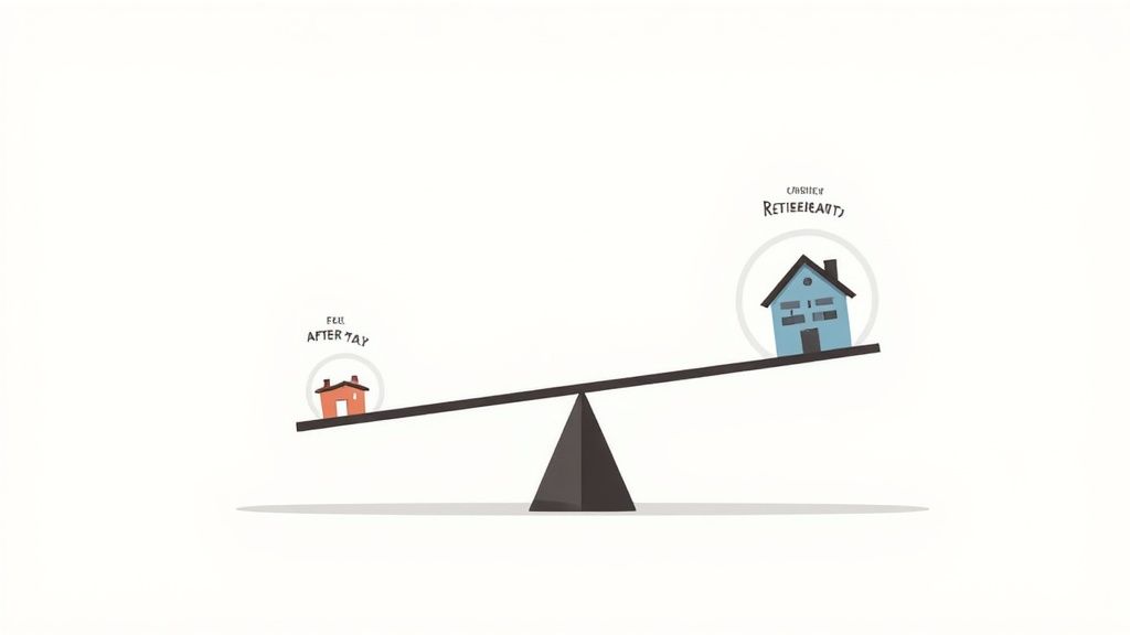A person reviewing financial documents with a calculator and pen