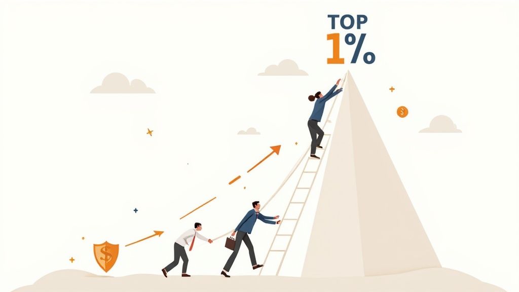 Mountain peak representing the top 1 percent financial goal