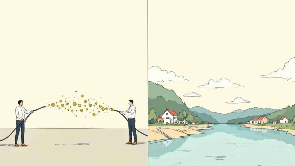 A lush tree with dollar signs on its leaves, symbolizing financial growth and assets