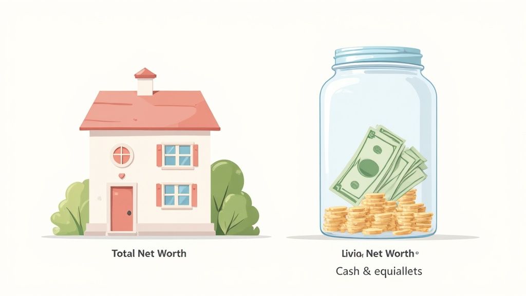 A person using a calculator to review their financial documents, representing the calculation of net worth.