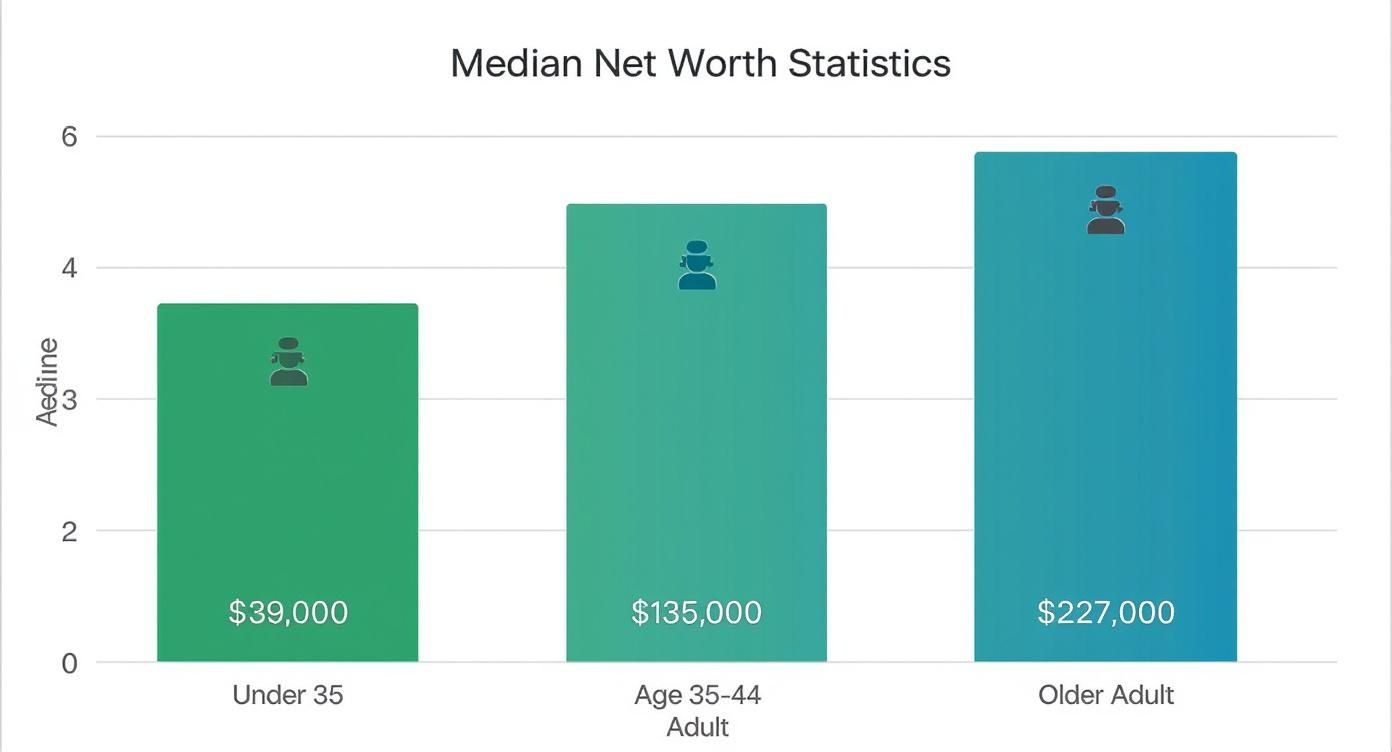Infographic about net worth by age percentile