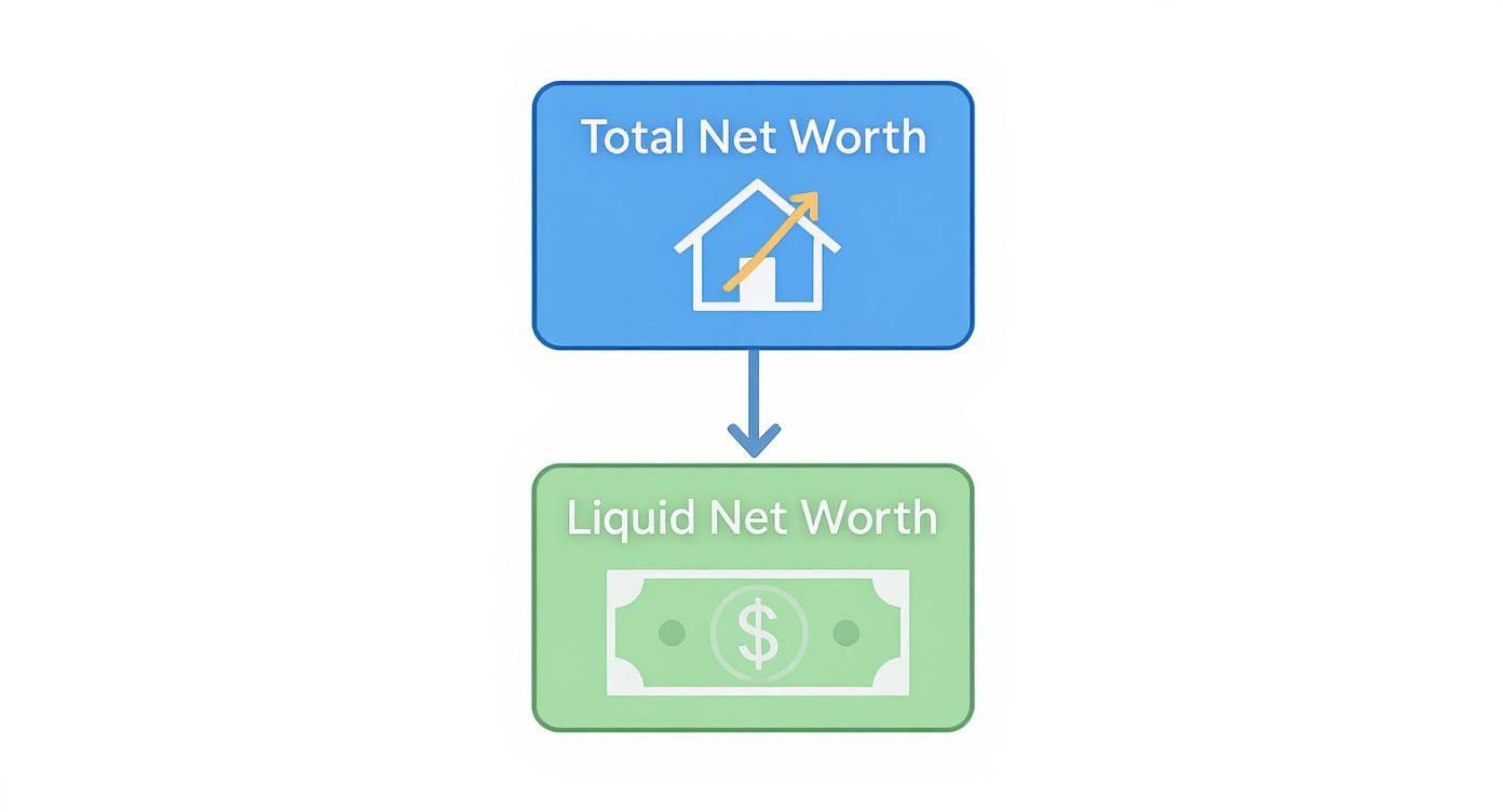 Infographic about liquid net worth vs net worth