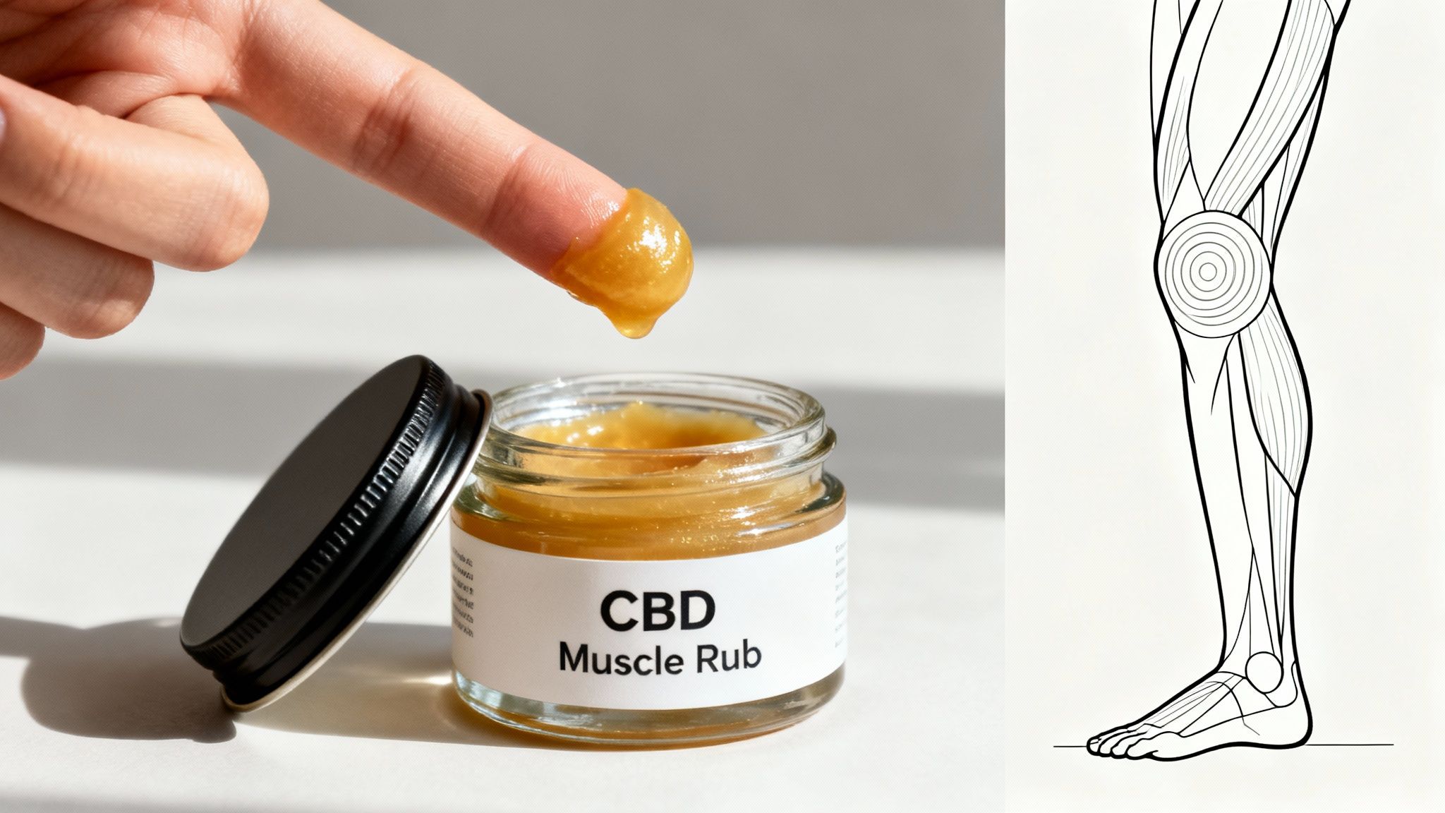 Person applying a CBD muscle rub to their shoulder after a workout