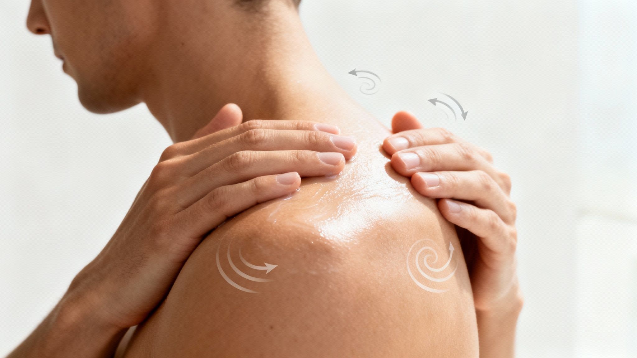 Person massaging CBD muscle rub into their calf