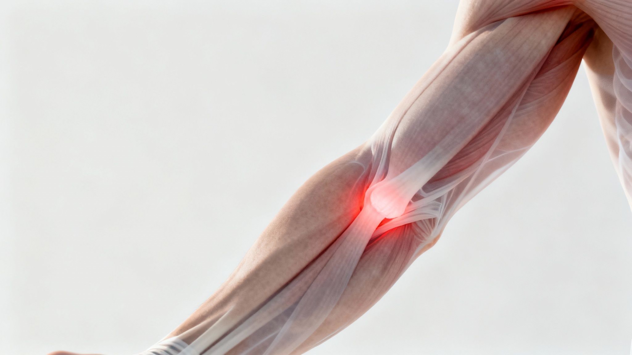 A person holding their arm in discomfort, highlighting the area of pain.