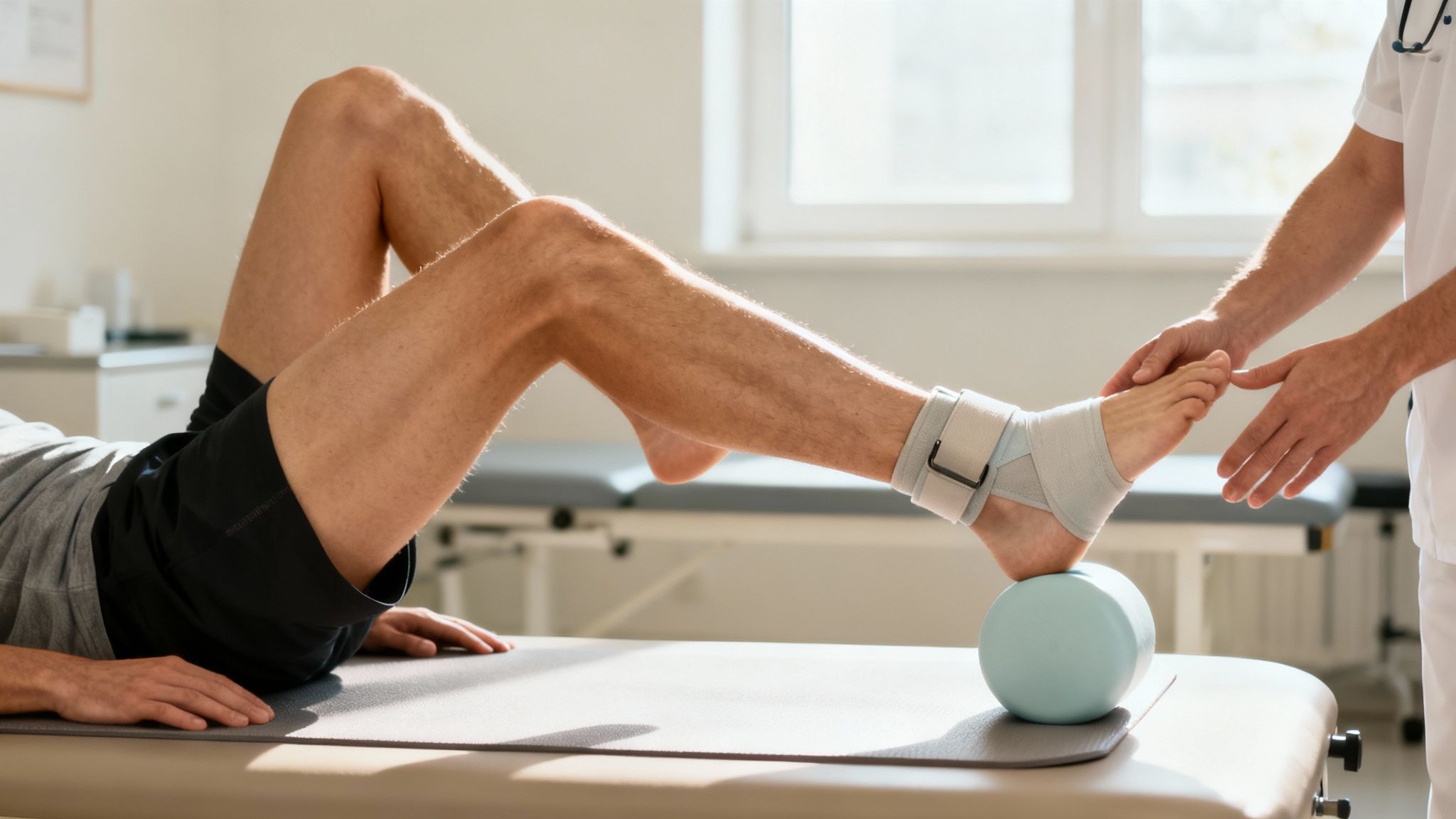 A person doing gentle pre-habilitation exercises for their knee