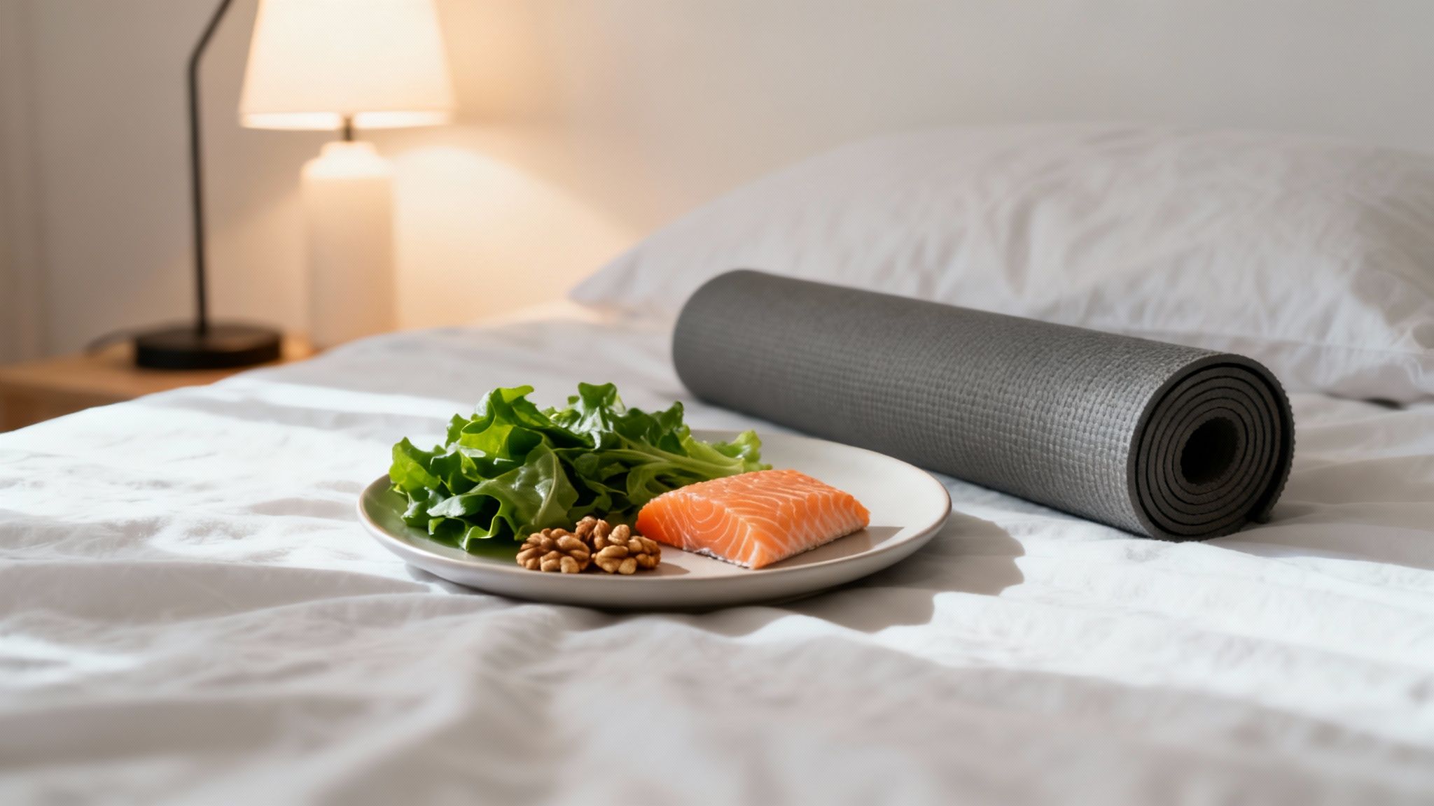 A woman meditates outdoors to relieve stress and fatigue