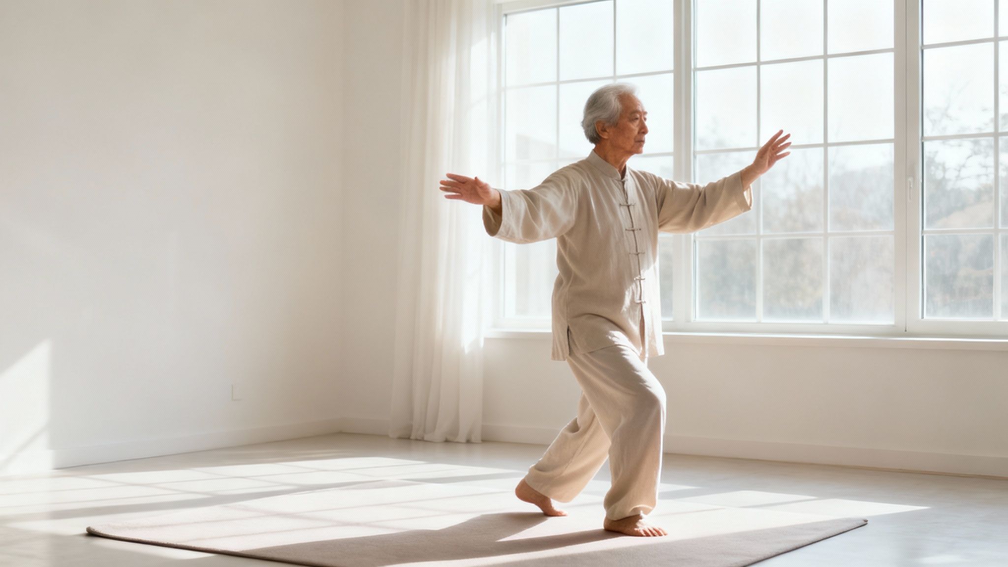 A person doing yoga stretches for nerve pain relief.