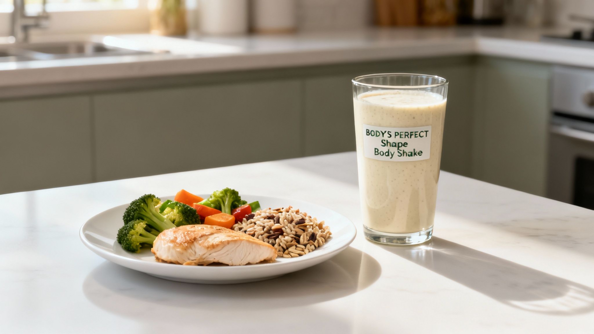 Gesunde Mahlzeit mit frischem Gemüse und Eiweiß