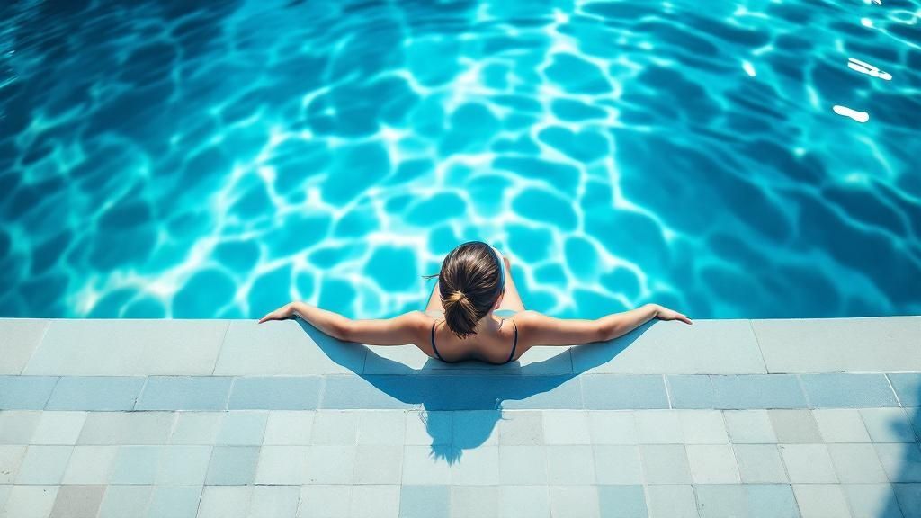 Eine Person schwimmt Kraul in einem Pool.