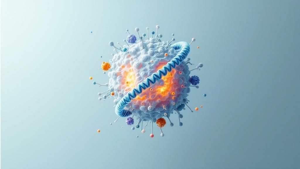 Infografik, die zeigt, wie chemische Modifikationen an Histonen (Acetylierung und Methylierung) die Verpackung der DNA lockern oder verdichten und so die Genaktivität steuern.