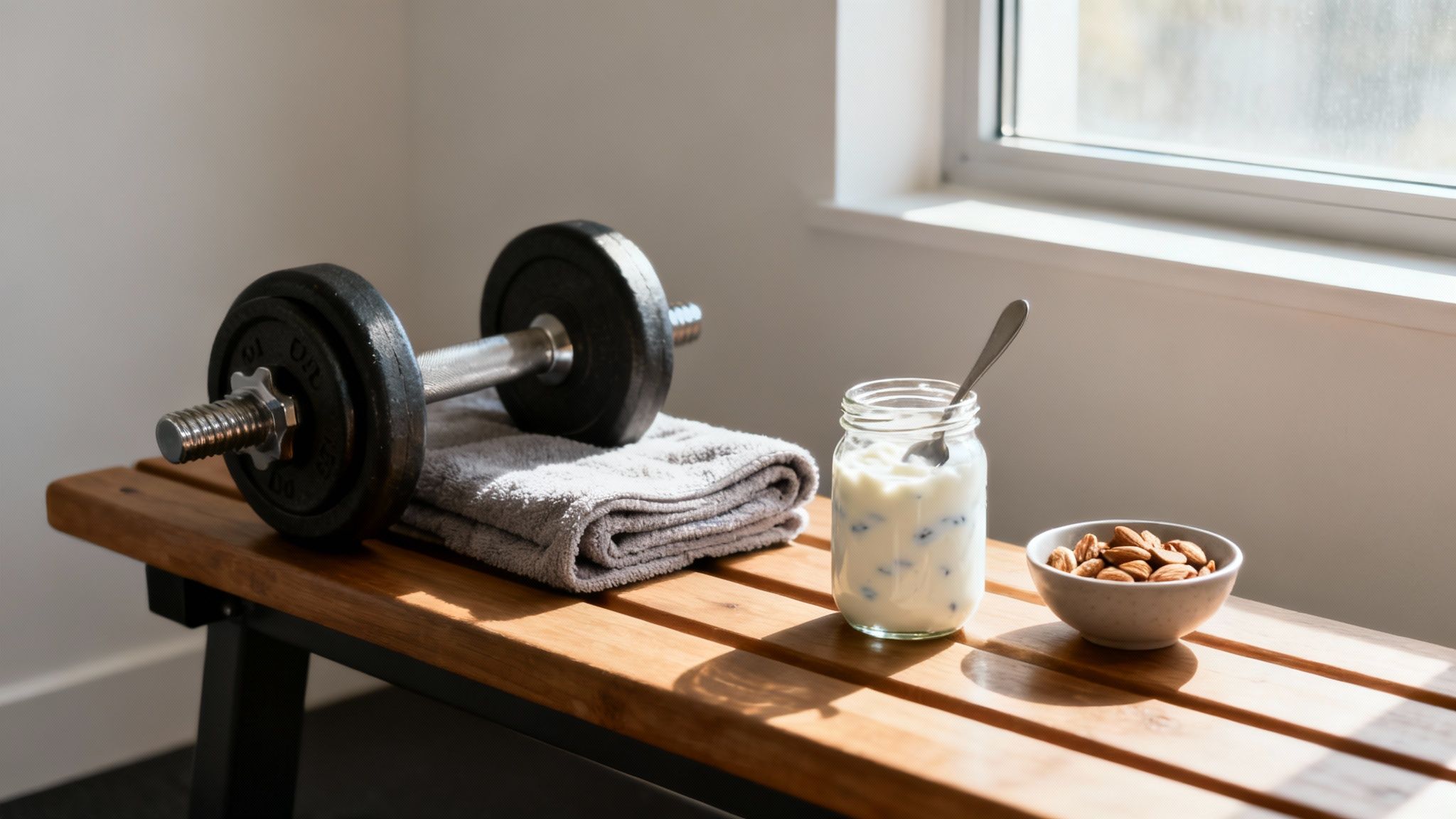 Eine sportliche Frau trinkt nach dem Training einen Proteinshake, um ihre Regeneration zu unterstützen.