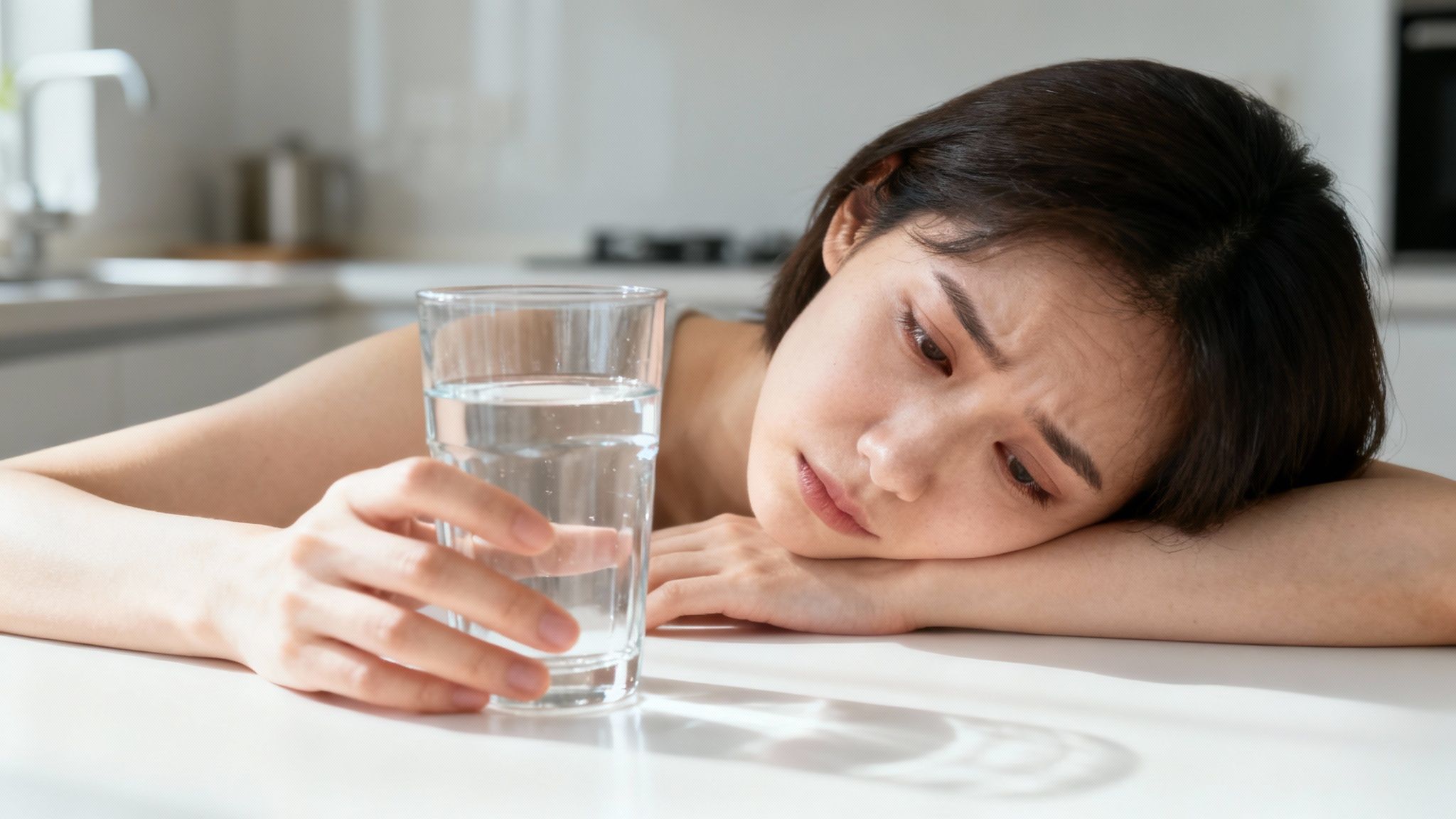 Eine Person hält ihre müden Augen, was auf Erschöpfung hindeutet