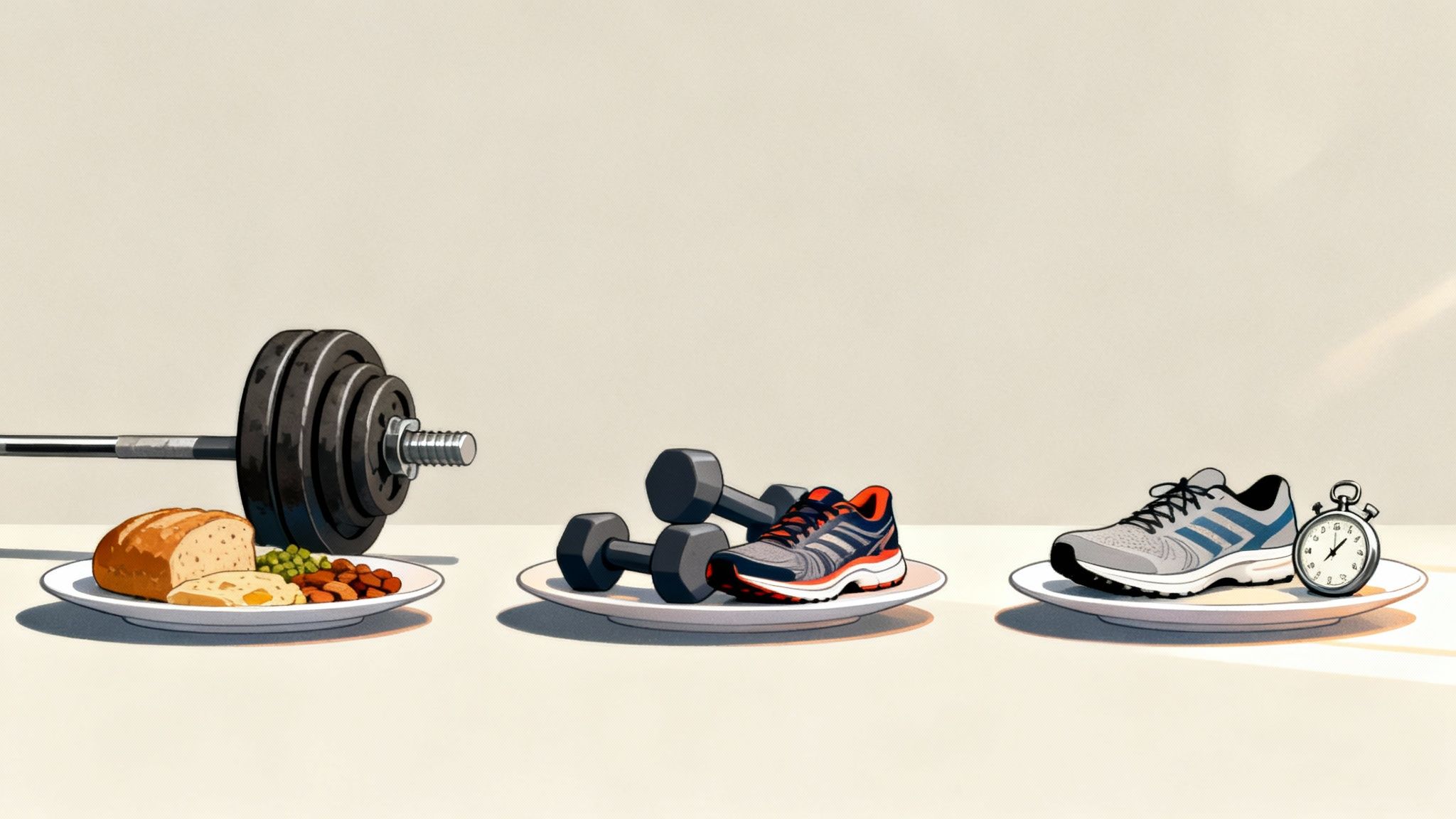 Eine Person beim Training mit Gewichten, fokussiert und entschlossen