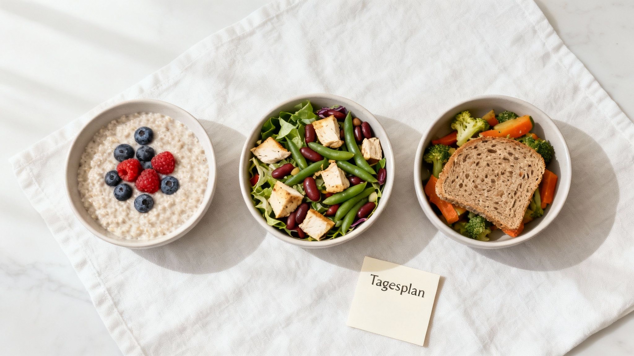Eine Person bereitet gesunde Mahlzeiten in Aufbewahrungsboxen vor, ein Beispiel für Meal Prep.