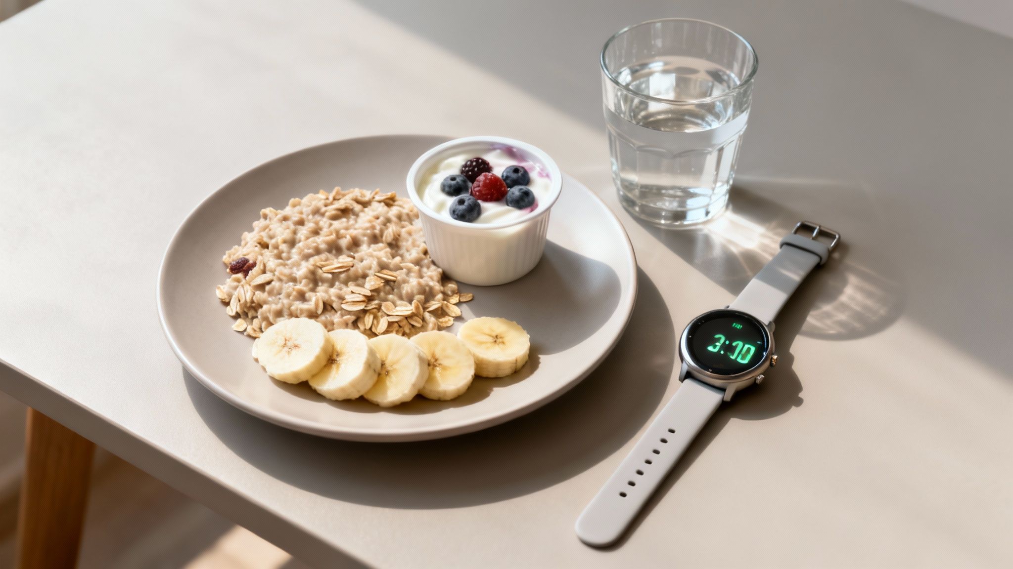 Eine Sportlerin bereitet eine gesunde Mahlzeit in ihrer Küche zu