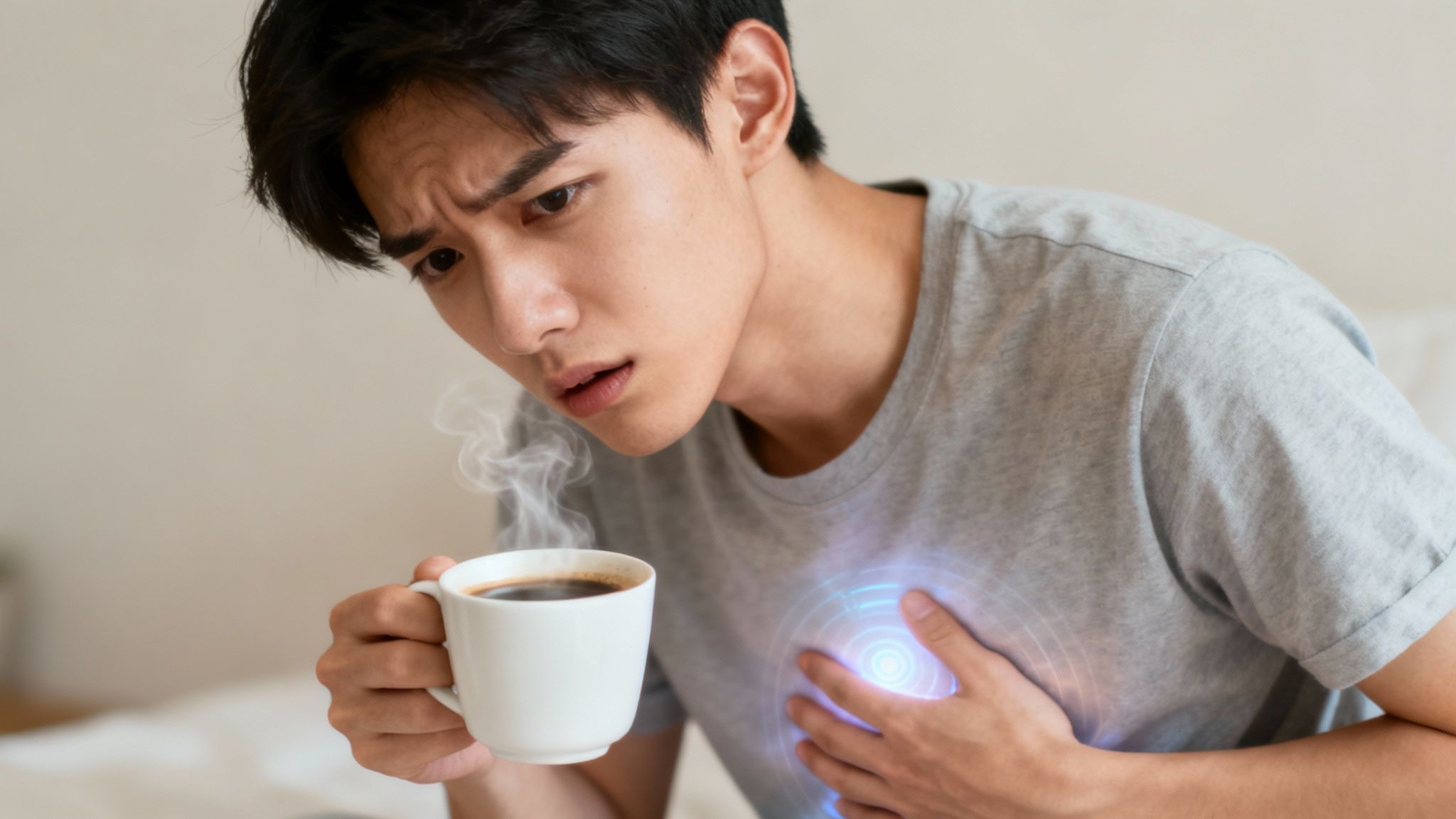 Eine Tasse Kaffee steht auf einem Tisch neben Kaffeebohnen, was die zentrale Rolle des Getränks im Alltag unterstreicht.