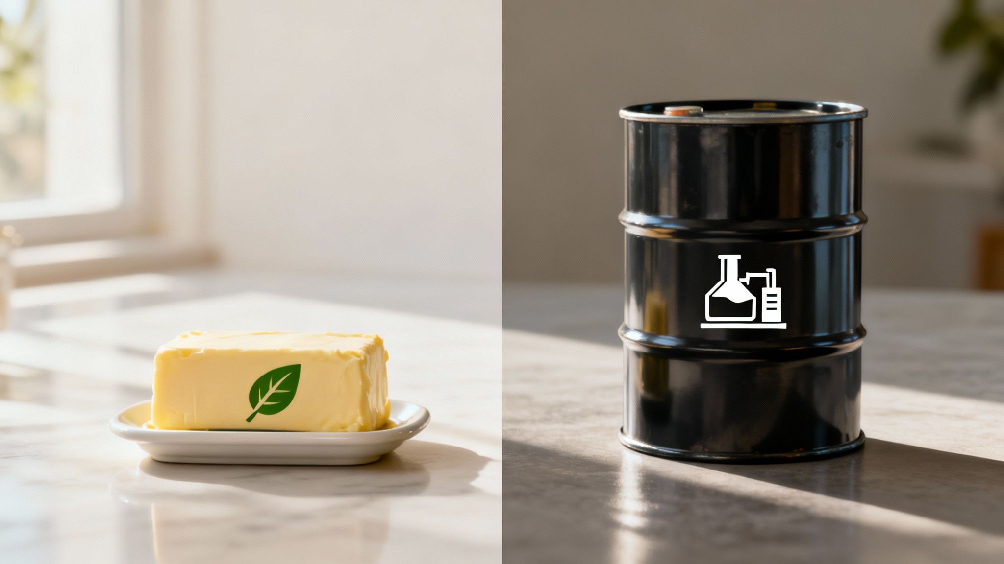 Eine Kuh auf einer Weide, die natürliche Transfette in Milch und Fleisch repräsentiert