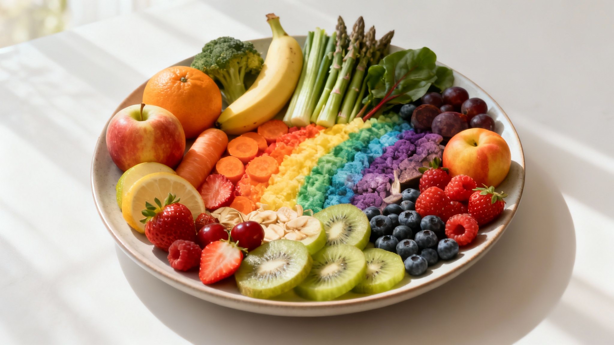 Buntes Obst und Gemüse als Quelle für Antioxidantien