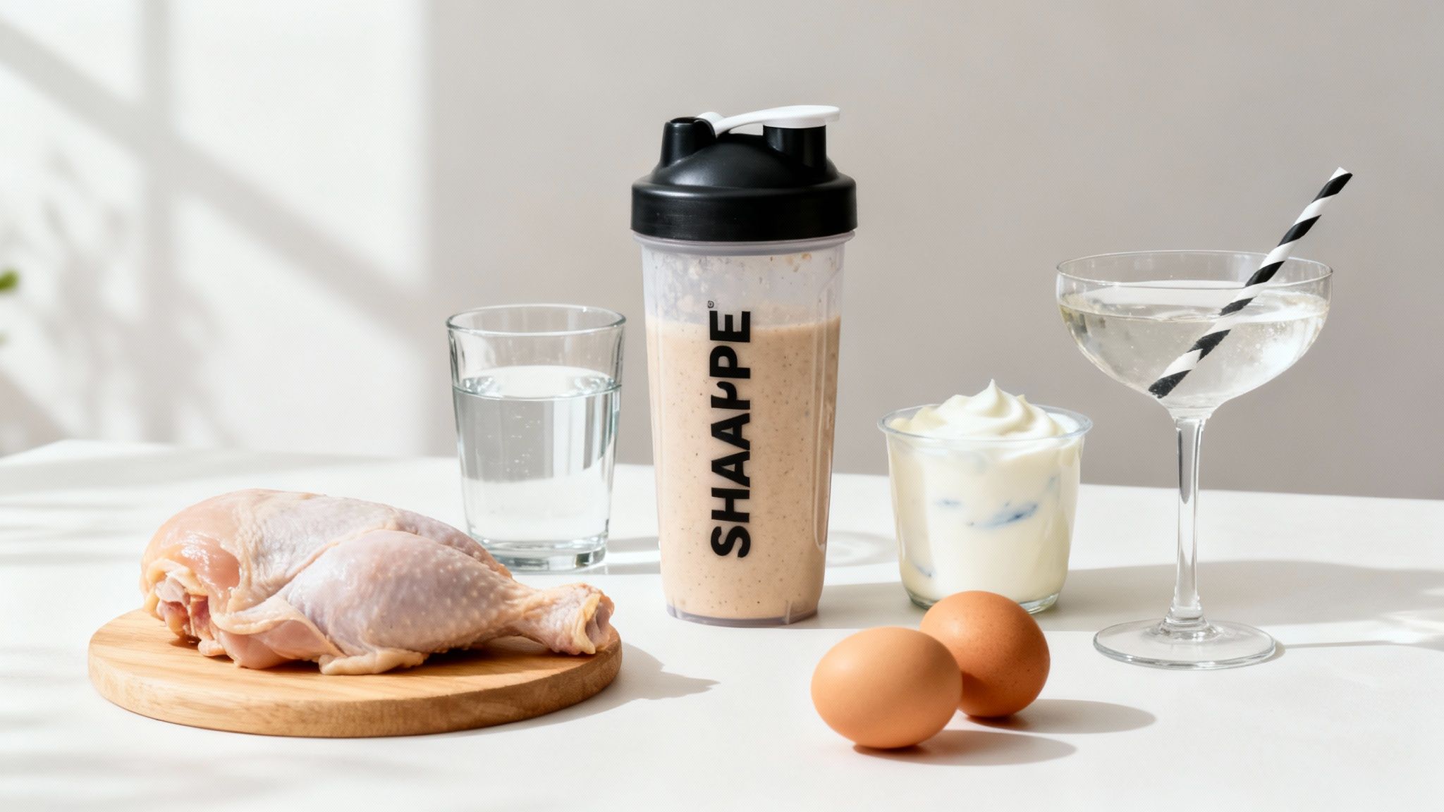 Eine Person bereitet eine gesunde, proteinreiche Mahlzeit mit frischem Gemüse in ihrer Küche zu.