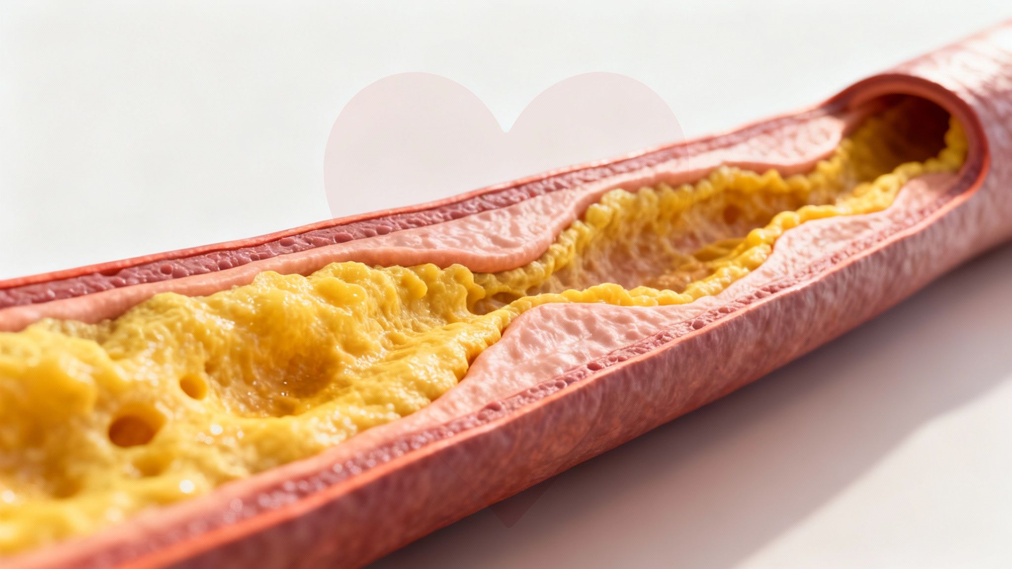 Eine Darstellung von Arterien, eine gesund und frei, die andere durch Plaque verengt