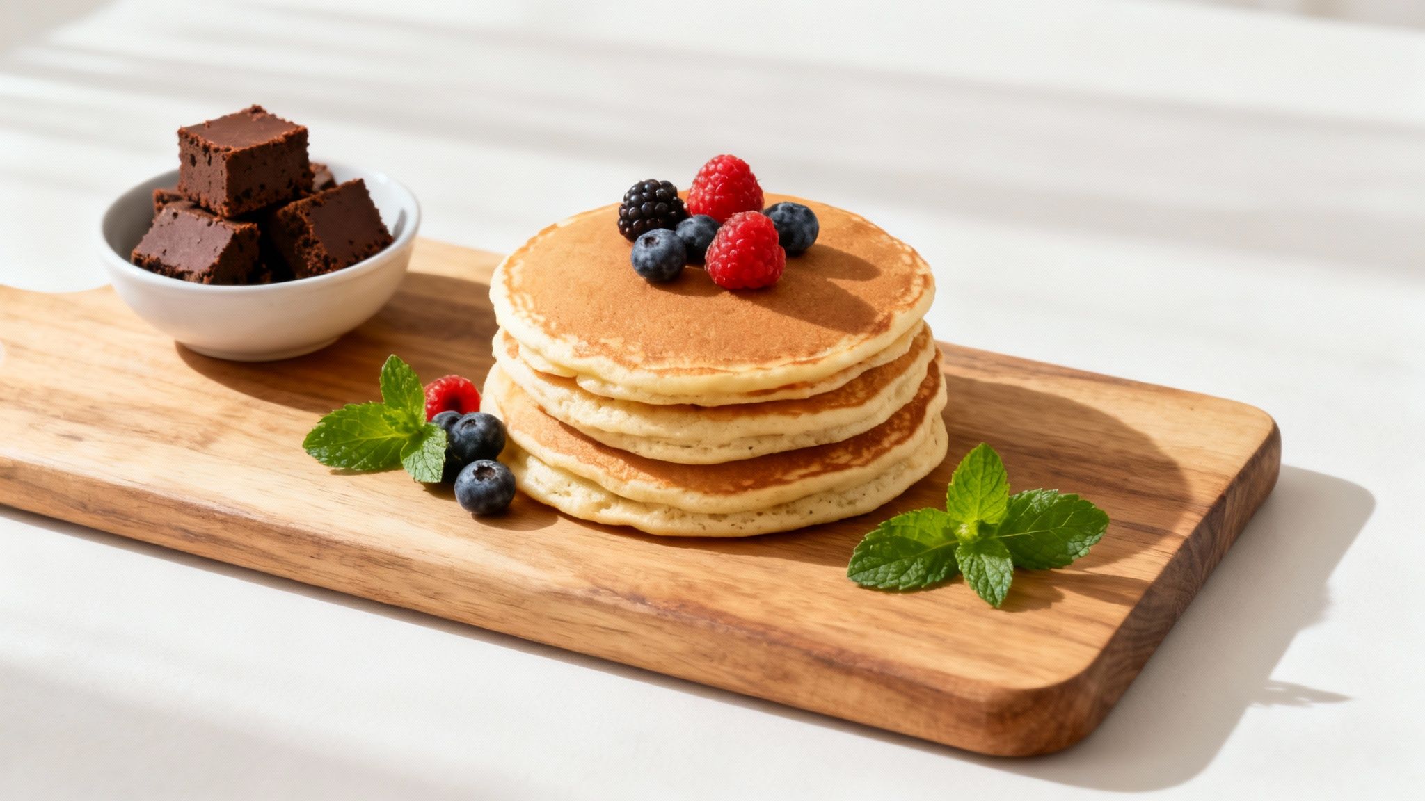 Eine Schüssel mit proteinreichem Porridge, garniert mit frischen Beeren und Nüssen.