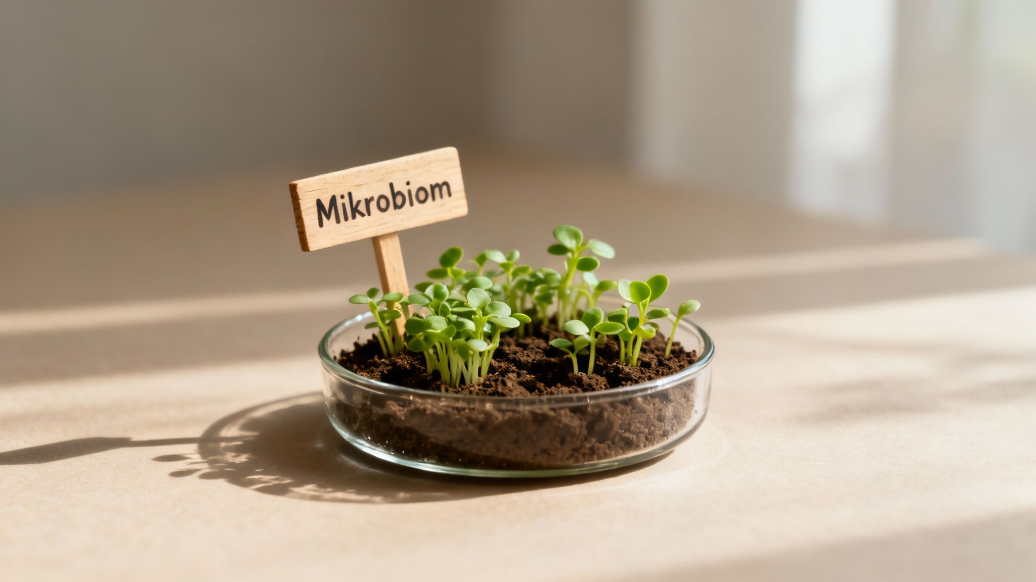 Eine Person plant ihren Tag mit gesunden Lebensmitteln und einem Glas Wasser auf einem Tisch.