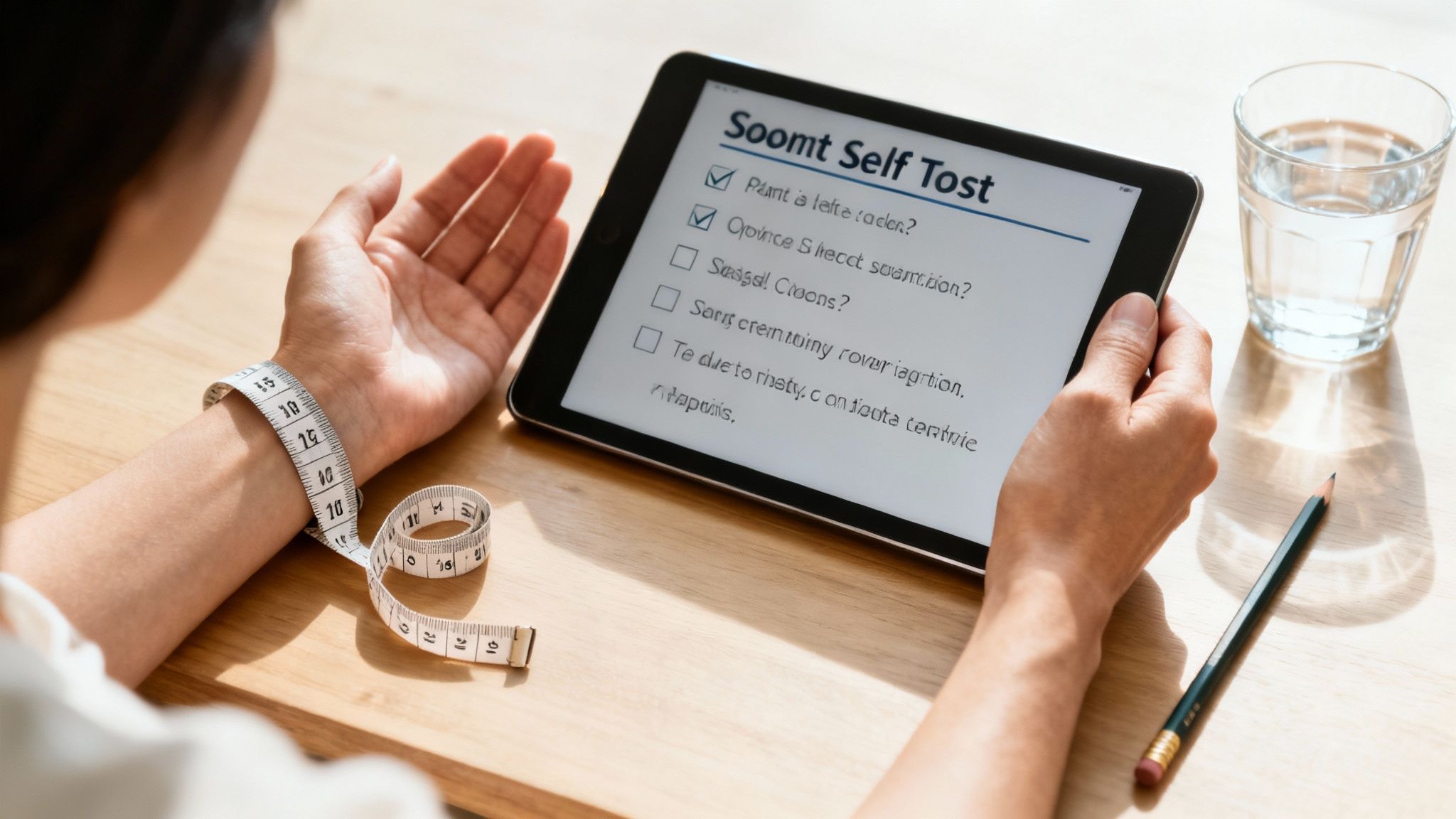 Eine Person füllt einen Fragebogen aus, um ihren Stoffwechseltyp zu bestimmen.