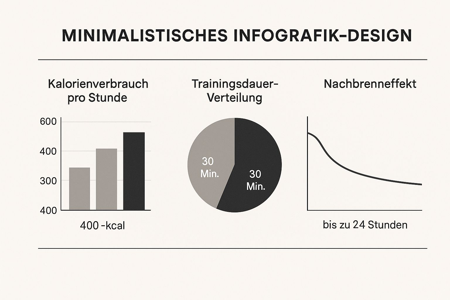 Infographic showing key data about High-Intensity Interval Training (HIIT): Maximale Fettverbrennung in minimaler Zeit