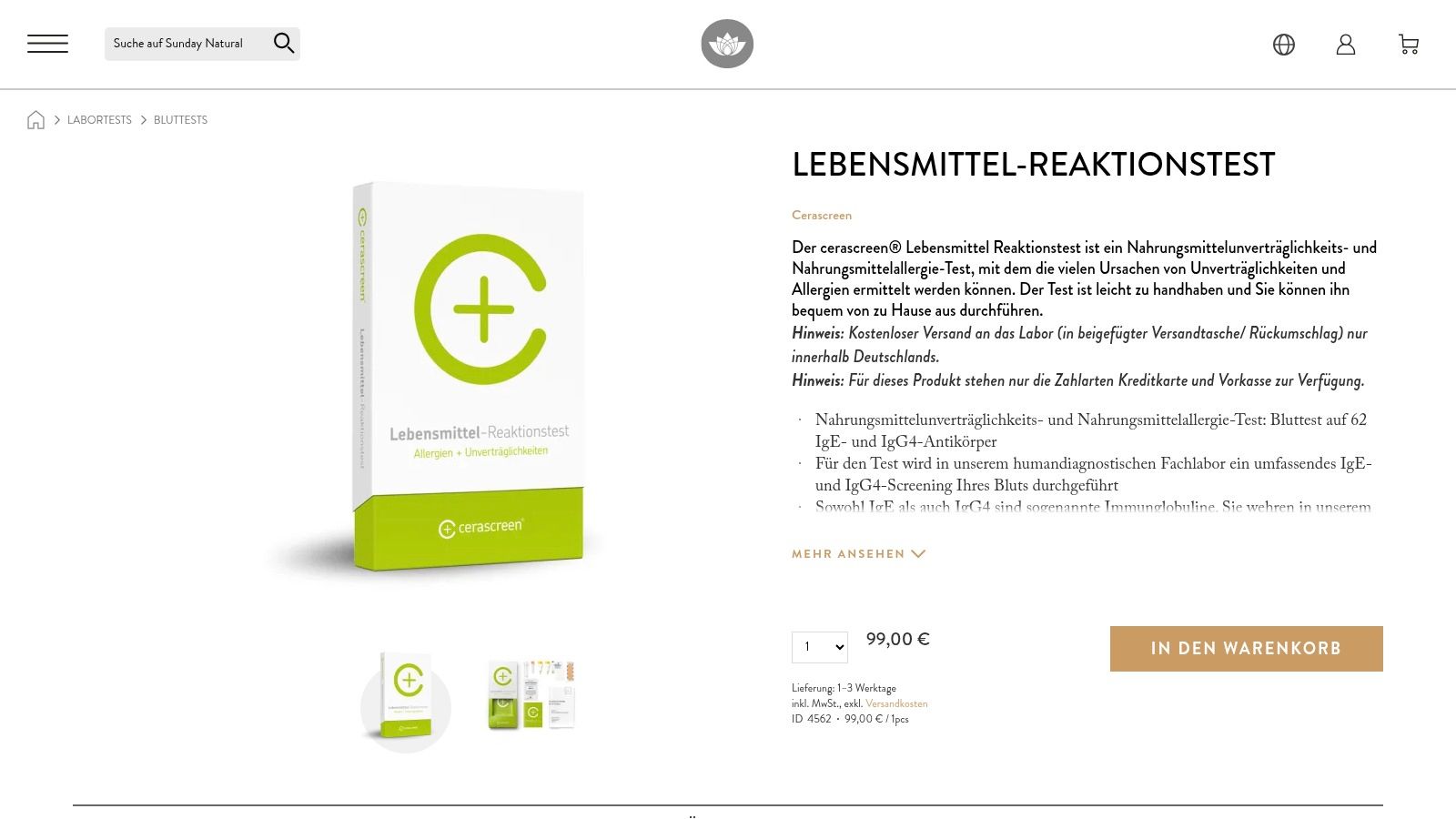 Cerascreen Lebensmittel-Reaktionstest Kit