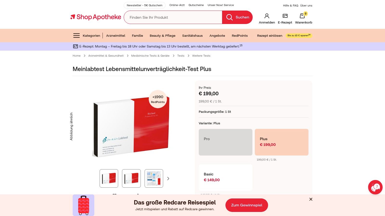 Shop Apotheke Meinlabtest Kit