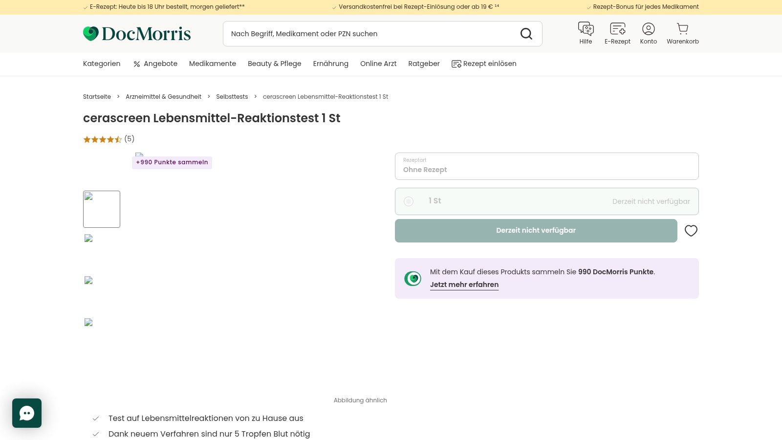DocMorris Lebensmittelreaktionstest