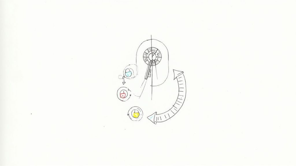 A conceptual diagram illustrating a data encryption and decryption process with colored padlocks.