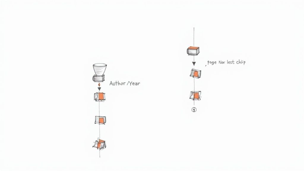 Hand-drawn diagrams depict the process of extracting information and citations from books.