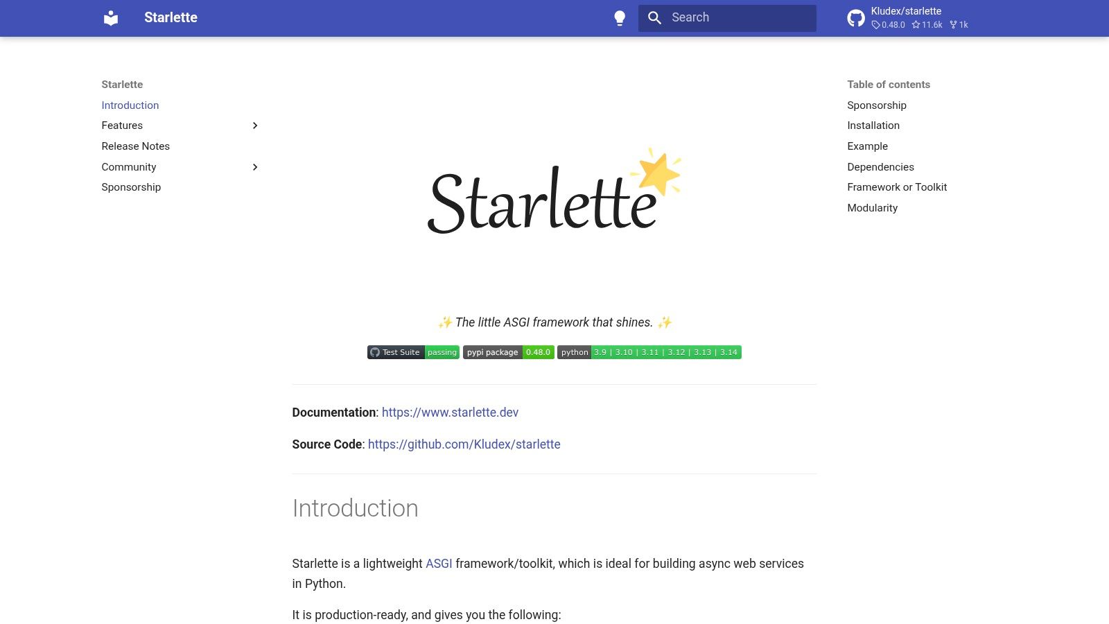 Starlette (official)