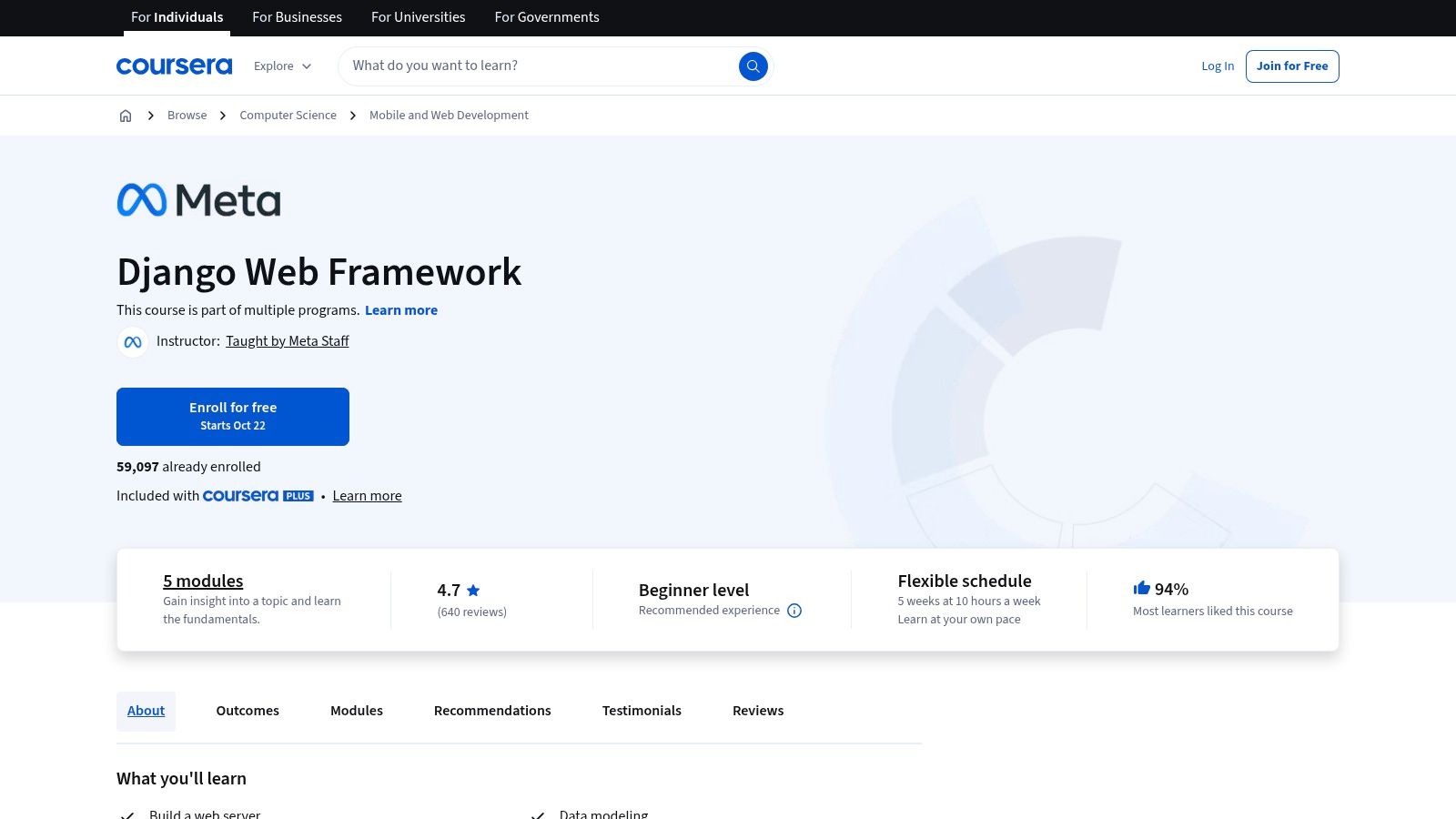 Coursera — Django Web Framework (Meta)