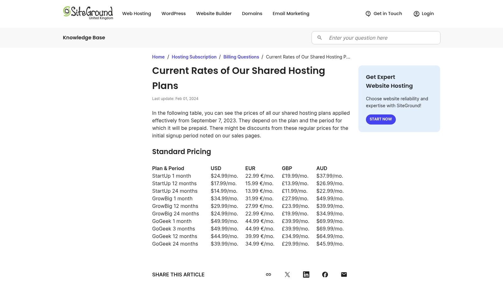 SiteGround (UK/Global with GBP pricing)