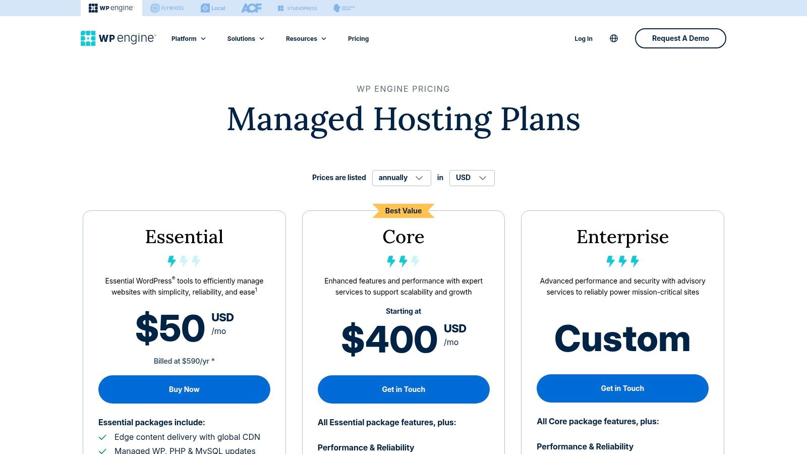 WP Engine platform interface showing site management tools
