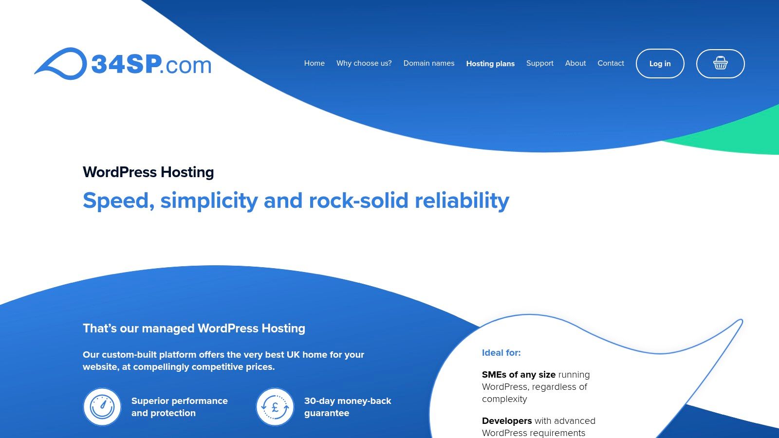 34SP.com (UK) WordPress hosting plan details