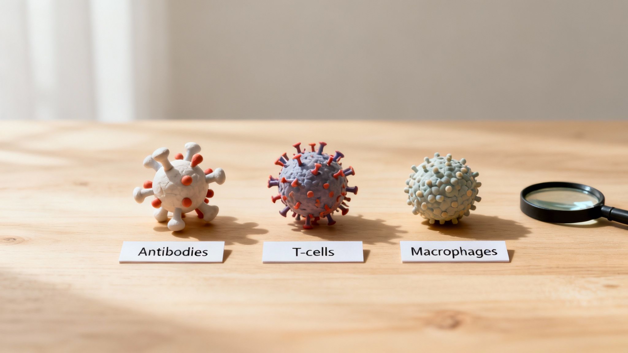 A microscopic view of immune cells actively working in the body