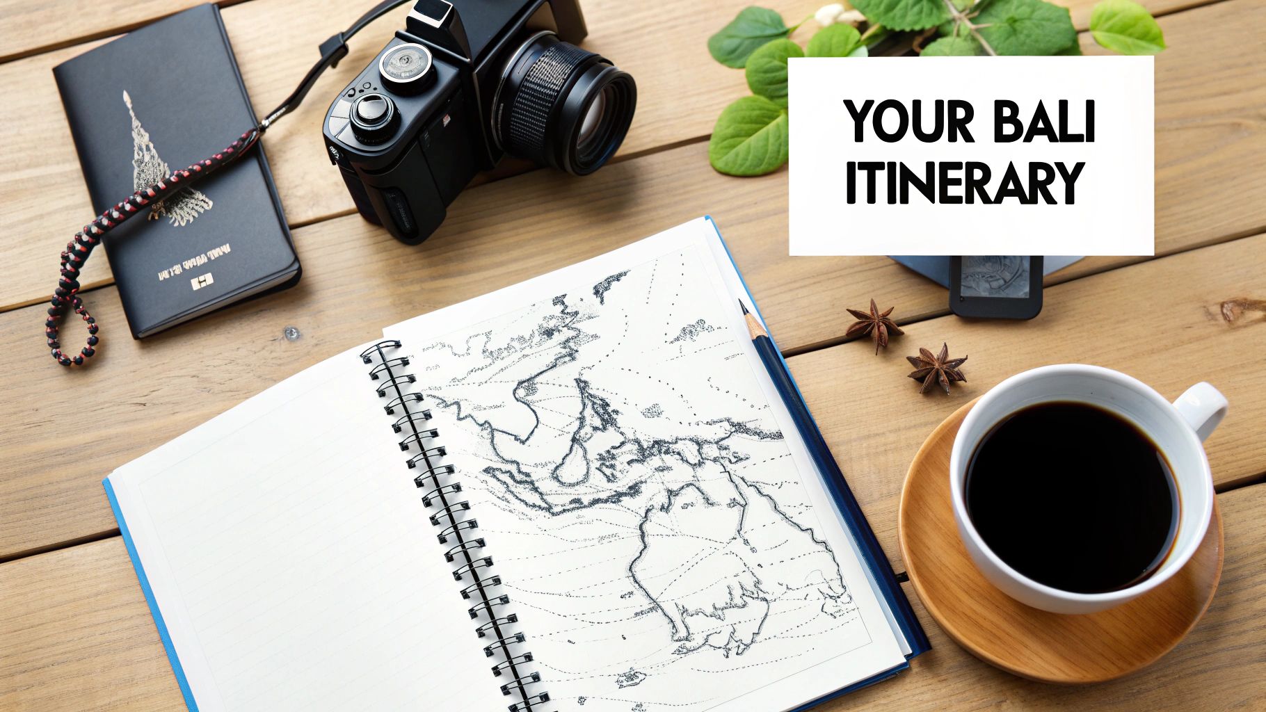 Your Perfect Bali Travel Itinerary Unlocked A person sitting on a swing overlooking a lush, green rice terrace in Bali, with palm trees and a misty morning atmosphere.