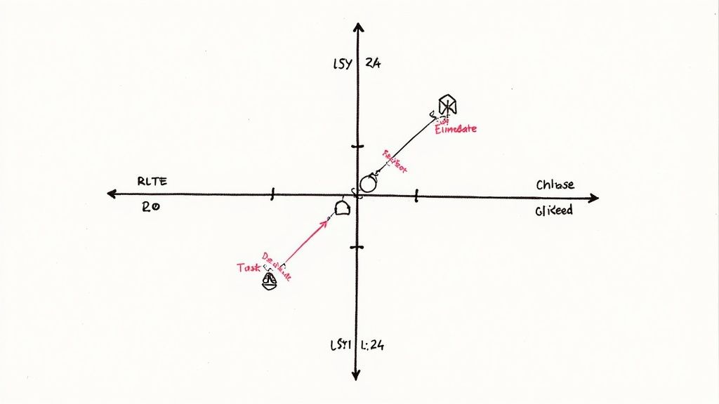Conceptual graph illustrating relationships between tasks, deadlines, and a central objective.