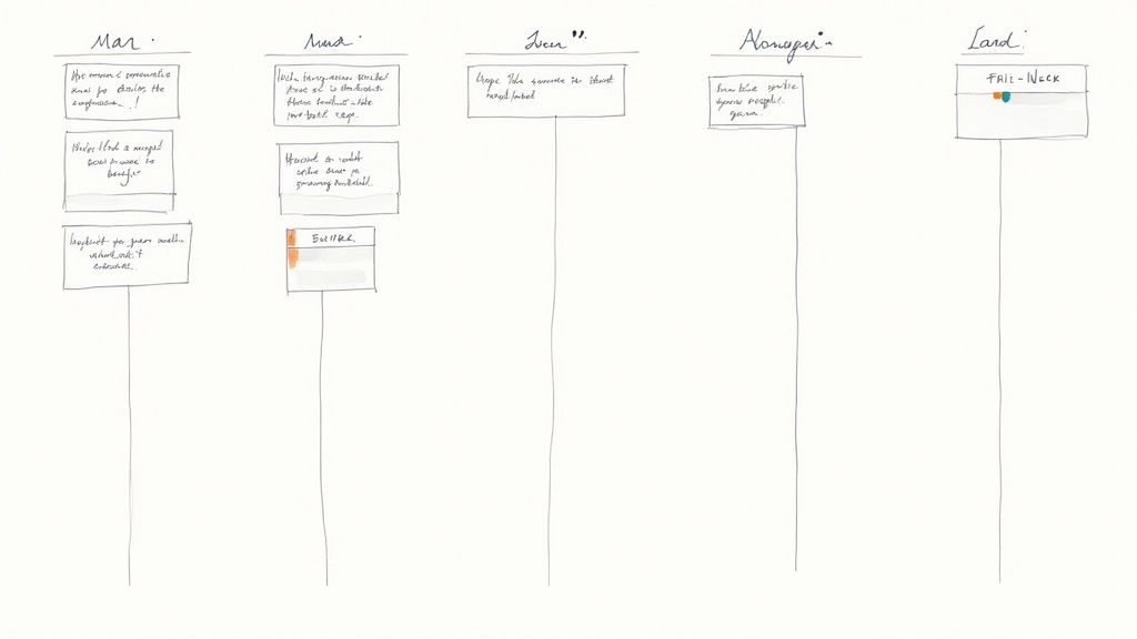 Hand-drawn weekly planning template with five columns labeled Man, Nud, Sven, Nonayei, and Land
