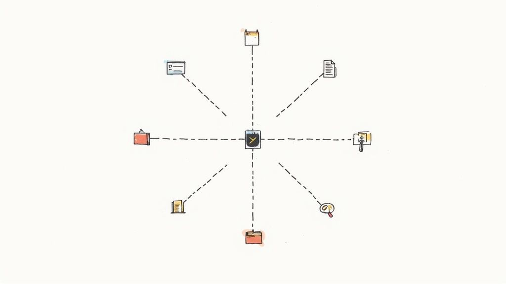 A person sitting at a desk and working on a laptop with Notion open on the screen, showing various charts and data visualizations.