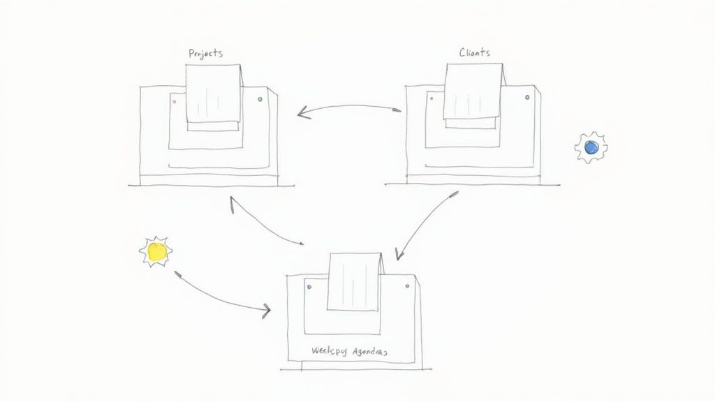A person using advanced features on a Notion template on their computer